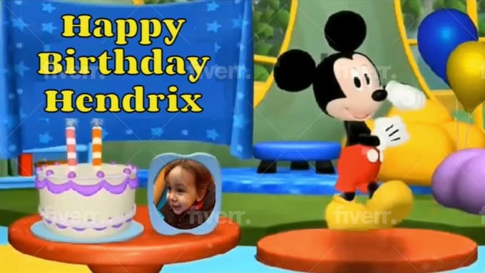 Mickey Mouse Sings Happy Birthday Personalized Create A Personalized Birthday Greeting From Mickey Mouse By Photo_Mosaic | Fiverr