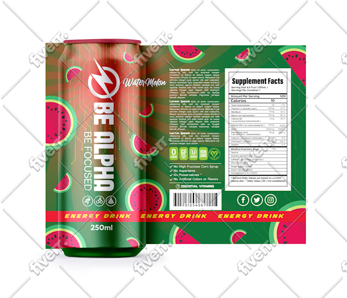 Design pixel perfect energy drink can and bottle label with ...