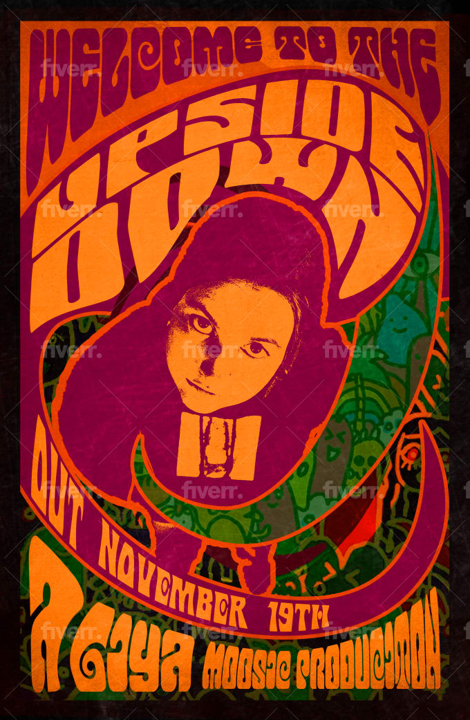 60s Rock Psychedelic Band Poster · Creative Fabrica