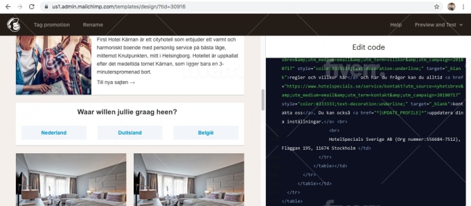 Design an html email email template newsletter pardot and mailchimp