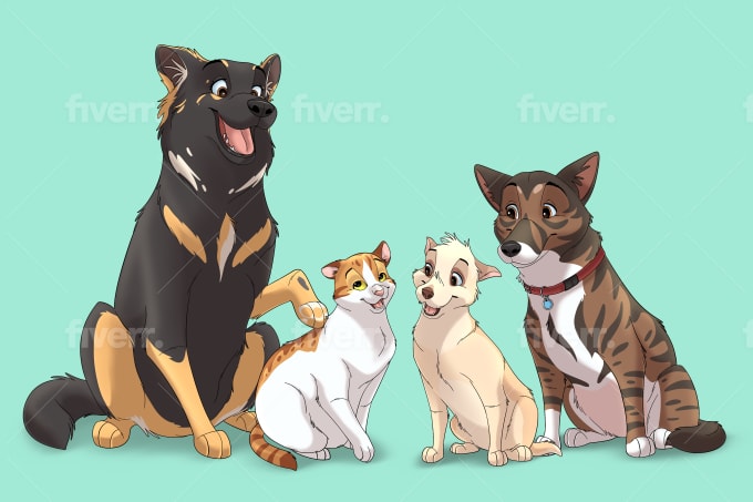 Draw your pets into cute disney cartoon illustration by Pet_house