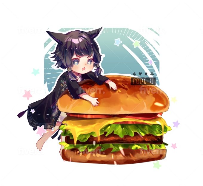 Premium AI Image  Anime girl with a backpack and a hamburger in