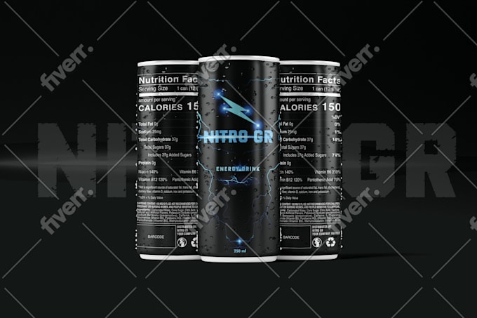Design premium energy drink, beer, soda can label by ...