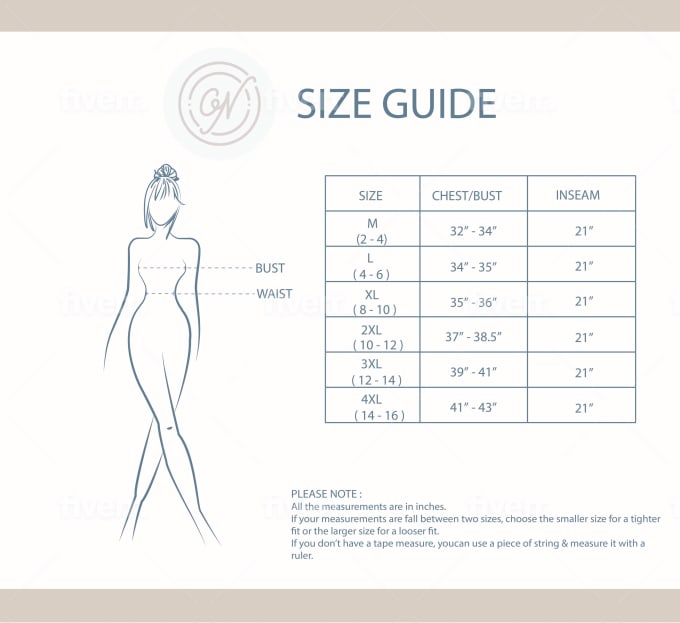 Create a professional size chart or size guide by Marvelsl | Fiverr