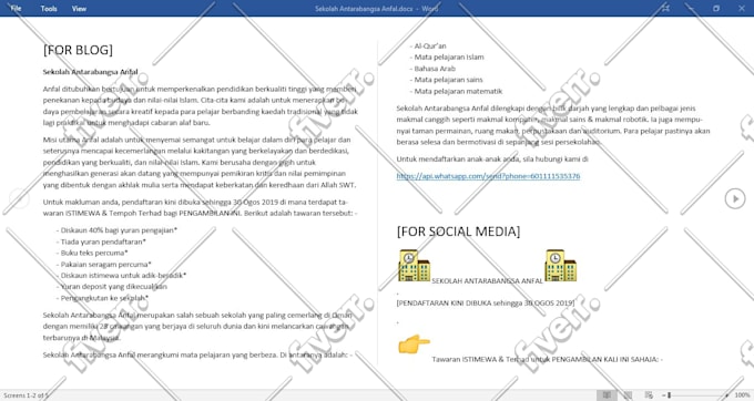 Write 500 words article in bahasa malaysia by Razimie  Fiverr