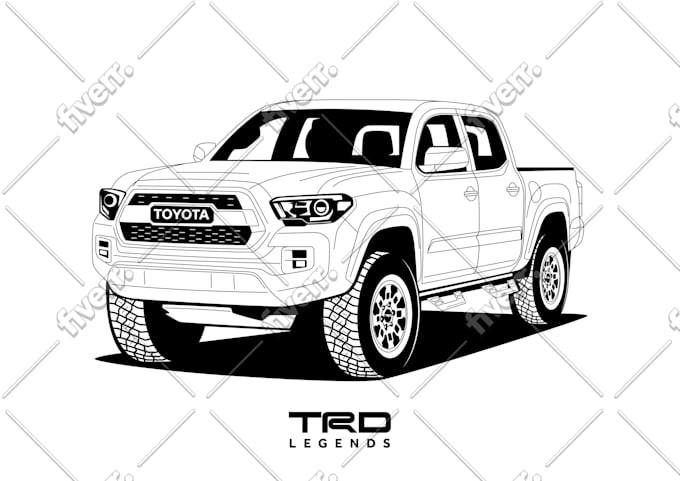 photo Sketch Toyota Tacoma Drawing draw your car or any vehicle in line