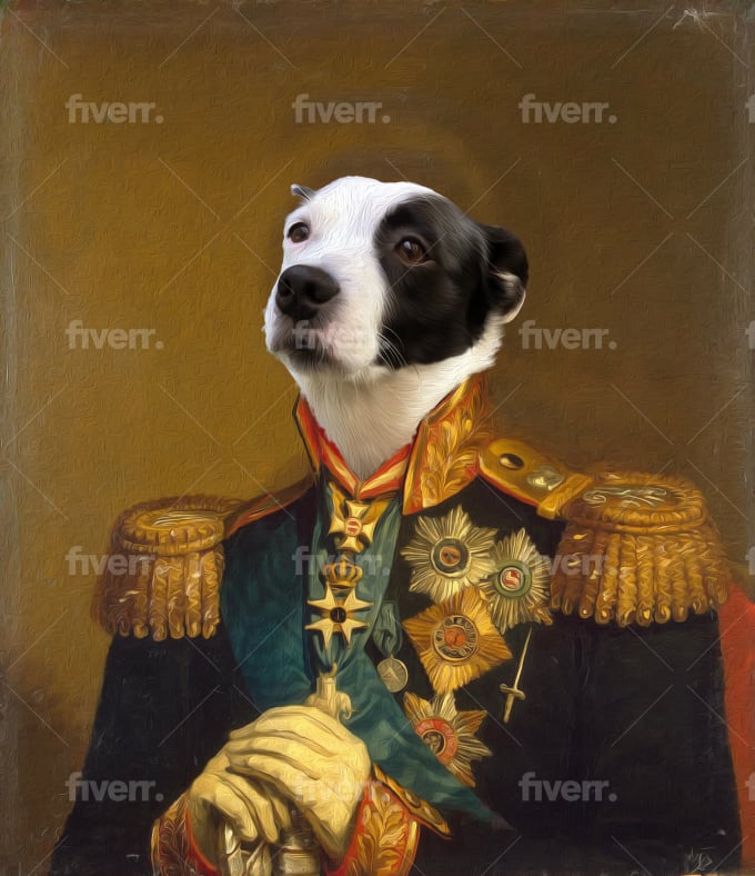 Photoshop A Funny Old Painting Portrait Of Your Dog Cat Or Pet By