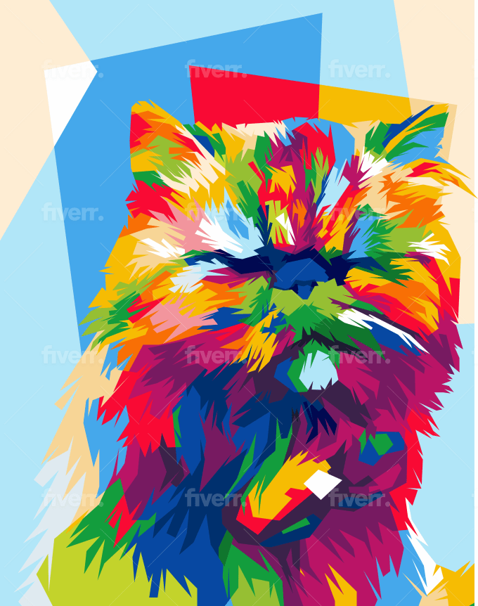 Draw your pet or any animals into wpap pop art style by Zeekayid | Fiverr