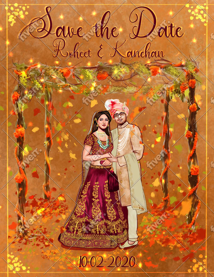 Make A Customized Wedding Card Illustration With Couple Cartoon By Sarahhamyied Fiverr Card designers focus on designing wedding invitation cards that look simple and beautiful as these cards are well recognized in all over the pakistan. make a customized wedding card illustration with couple cartoon