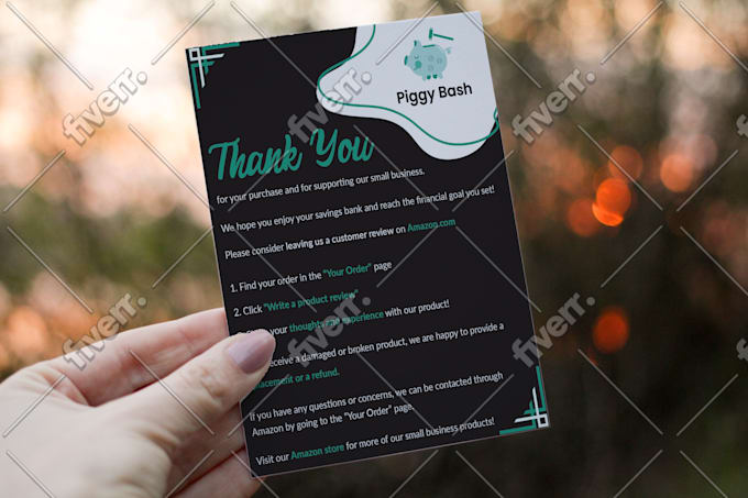 Design Amazon Thank You Card Product Insert Package Insert By Tarinsharmin90 Fiverr