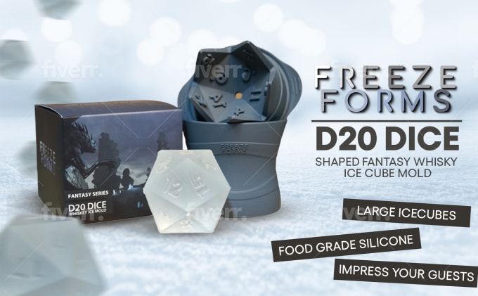  FREEZE FORMS D20 Dice Shaped DND Fantasy Whisky Ice Cube Mold  - Level Up Your Drinks