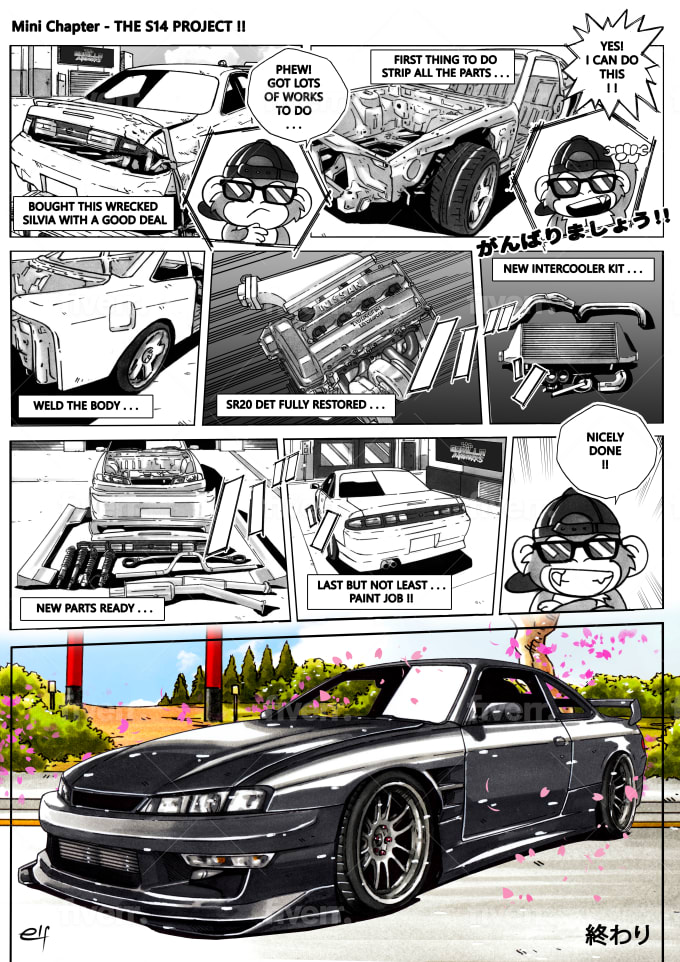 How a Mazda RX-7 Is Spray-Painted to Look Like a Japanese Comic Book