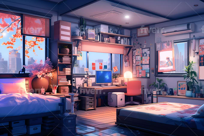 5 Cute Anime Bedroom Anime Style Stream Background Assets - Etsy