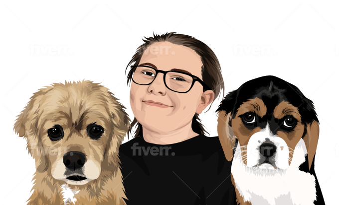 Draw Your Dog Cat Pet Into Vector Art Cartoon By Abu Rn