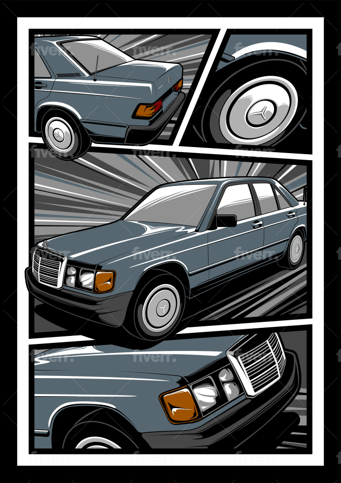 Make a vector art from your car image with comic strip style by Krist_19