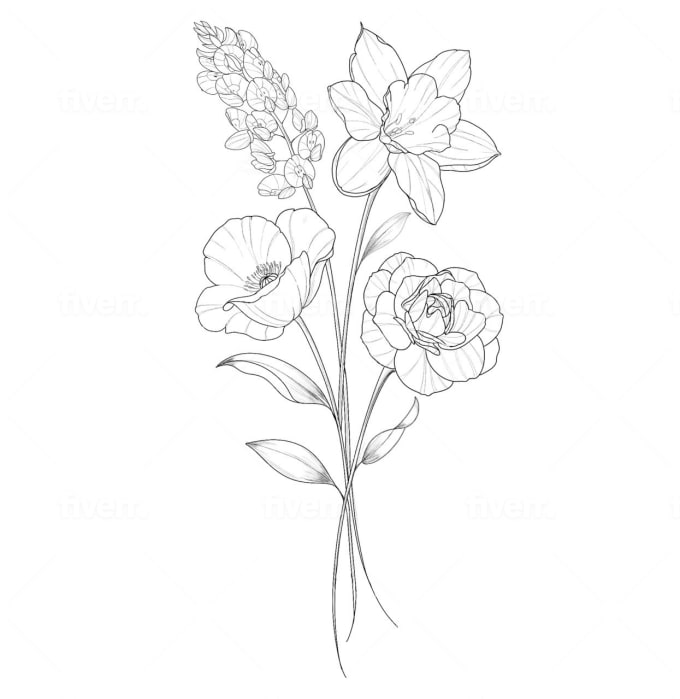 Custom Birth Flower Bouquet Tattoo Design  Etsy