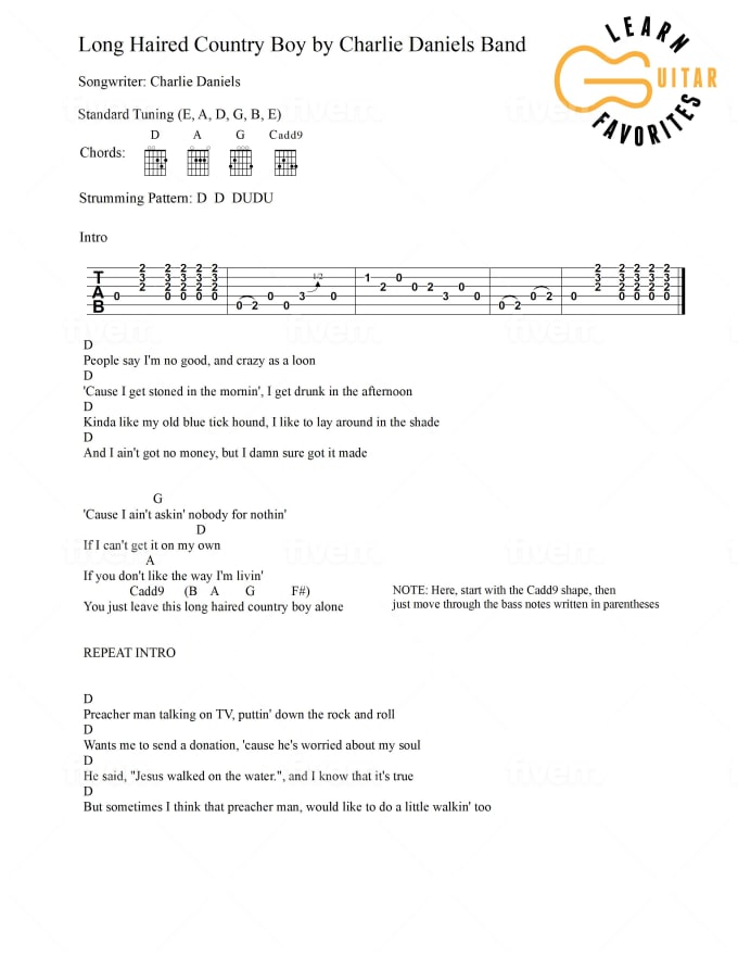 Create Sheet Music Chord Charts And Guitar Tabs By Davidgray730