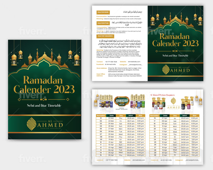 Conception De Flyer Calendrier Ramadan 2023 Temps Modifiable Conception  Verte