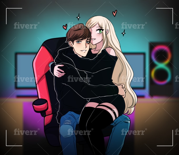Draw a cute anime couple for valentines by Vicococeres | Fiverr
