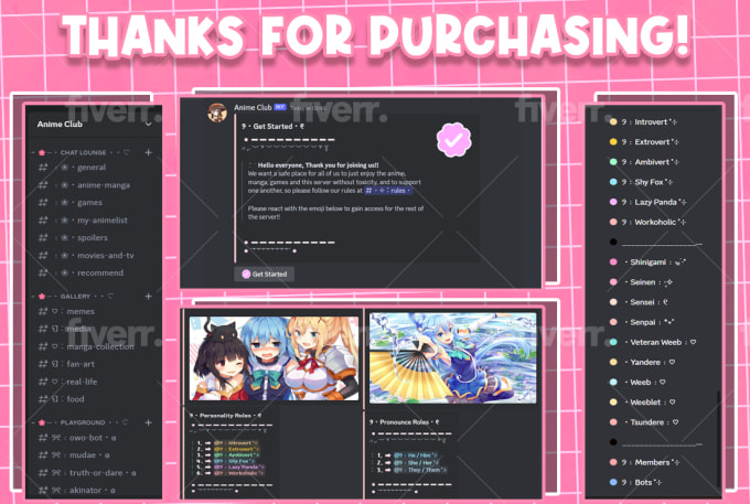 Aesthetic, anime, kawaii and cute discord server within 28 hours | Upwork