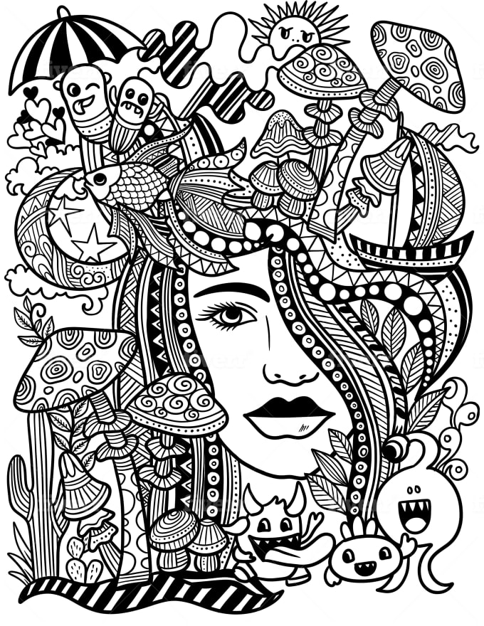 Draw coloring book pages for adults by Nisha_arts