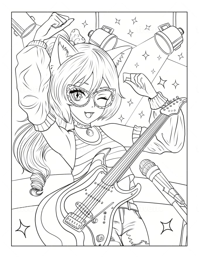 Give 30 neko girls coloring pages anime coloring book for adults by  Nskfactory