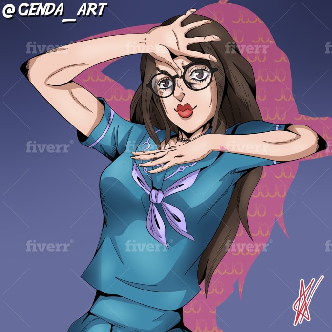 Custom (Jojo's style) I can draw your face / your original character with a  stand Art Commission