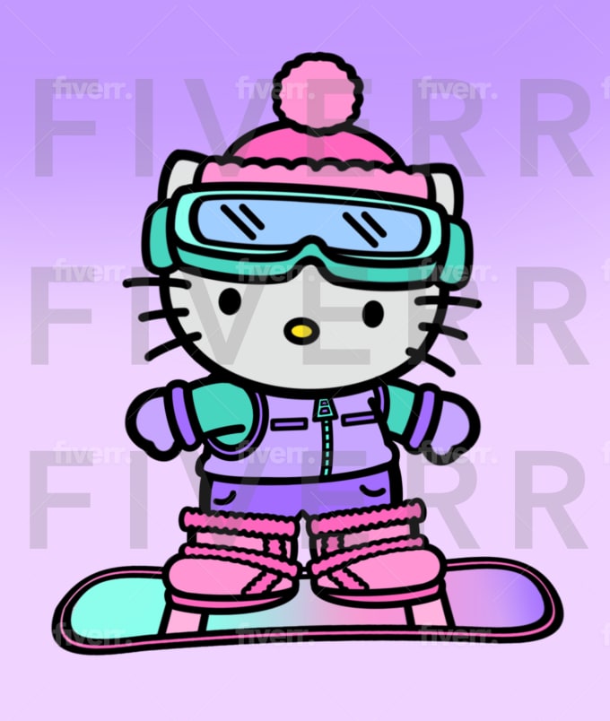 Hello Kitty Skiing 19 Decal Sticker
