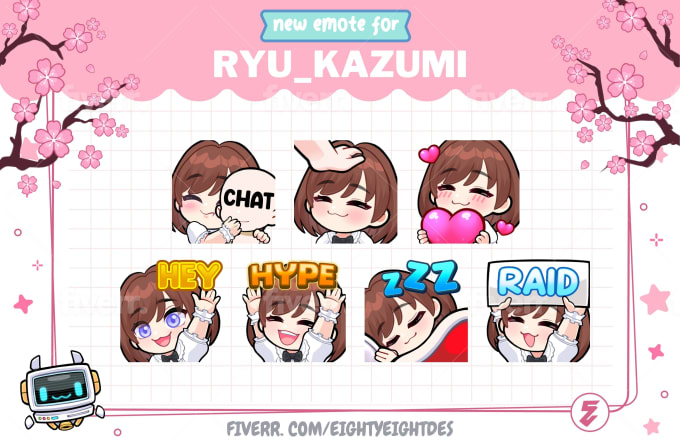 12 Ryu from Street Fighter Emotes for Twitch Streamers, Discord,  -  Cute - Anime - Chibi - Emote Bundle - Emote Pack