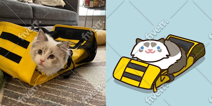 Draw Cute Cartoon Portrait Of Your Pet Cat By Tasartir Fiverr O ur art lesson on 'how to draw a cat' is a step by step demonstration of the techniques involved in creating our pen and ink drawing. draw cute cartoon portrait of your pet cat