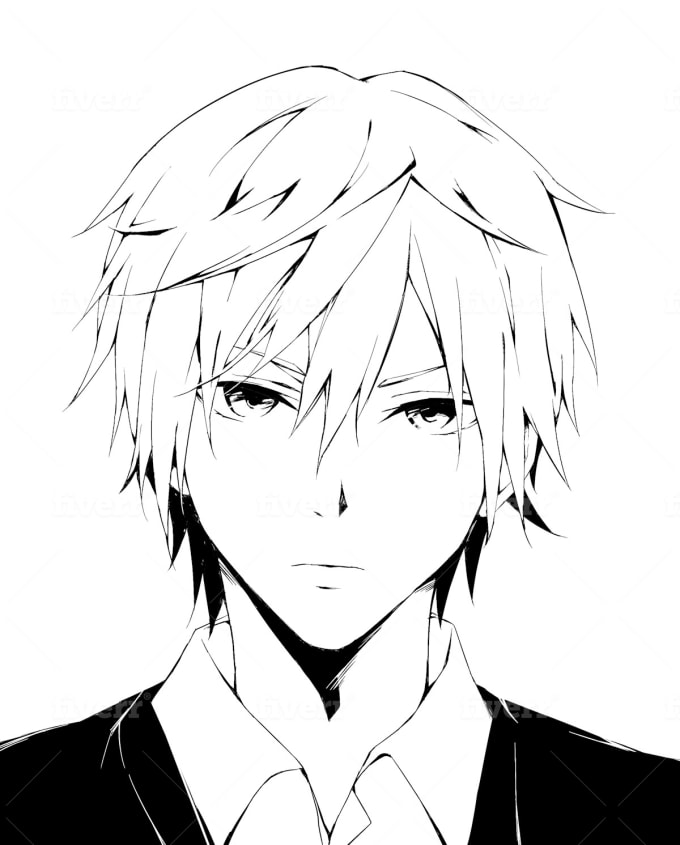 Anime Boy With Black Hair  Anime Boy Black And White Drawing HD Png  Download  Transparent Png Image  PNGitem