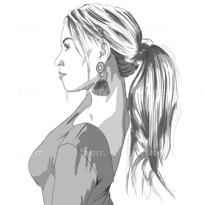 Simple Portrait Drawing Raster Or Vector By Danijelvu,Japanese Girl Drawing Cute