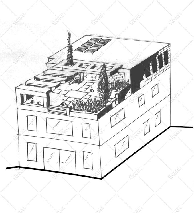 Draw Architectural Hand Sketch Building Or House You Love With