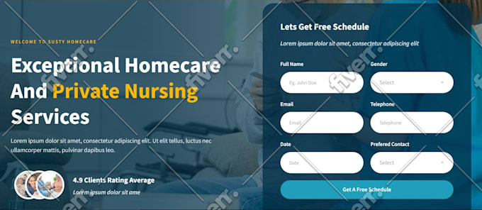 design home care website, healthcare website, elderly care, staffing website