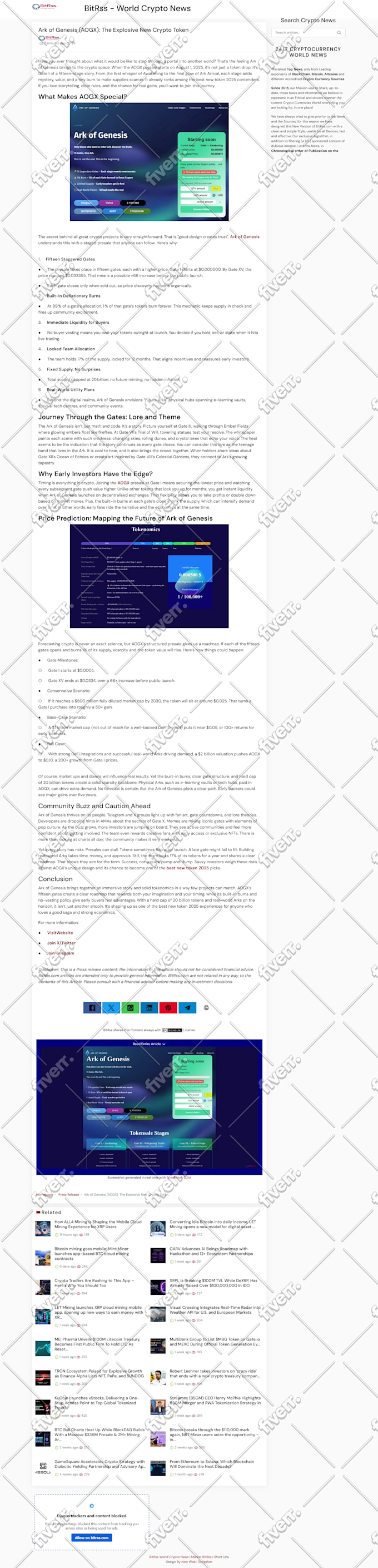 Post cryptocurrency articles to a top crypto news website by Madnesseo |  Fiverr
