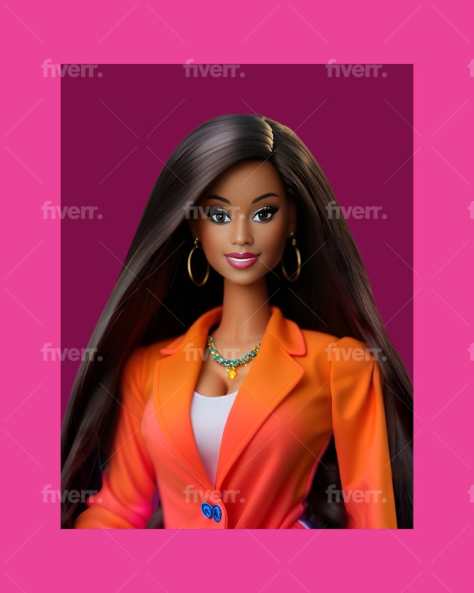 create a custom barbie in a box doll like portrait
