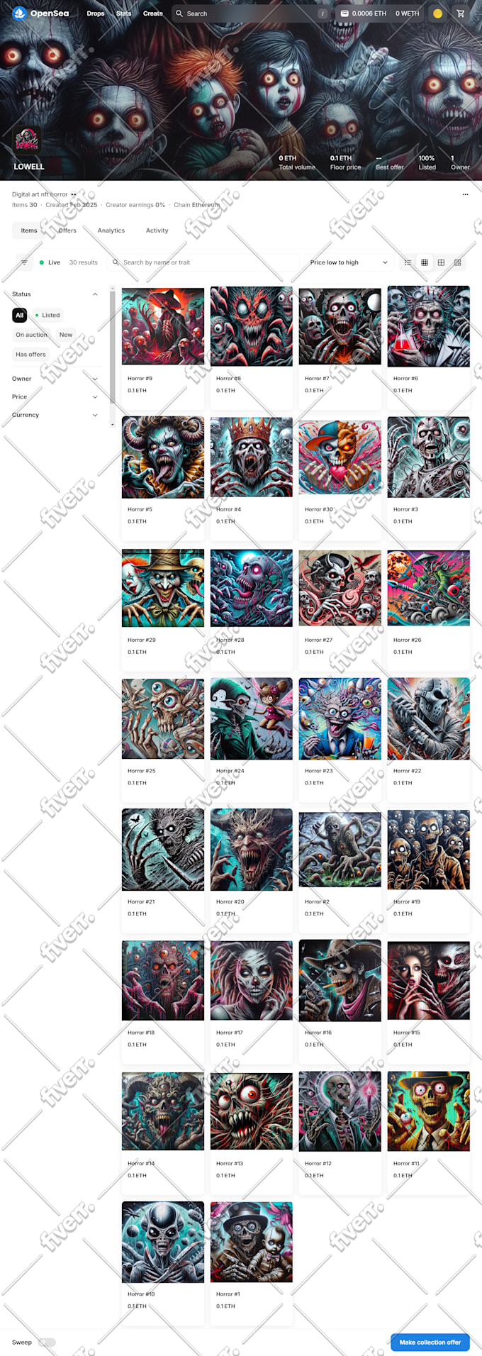 Bulk upload nft and mint nft to opensea by Nftart_up | Fiverr