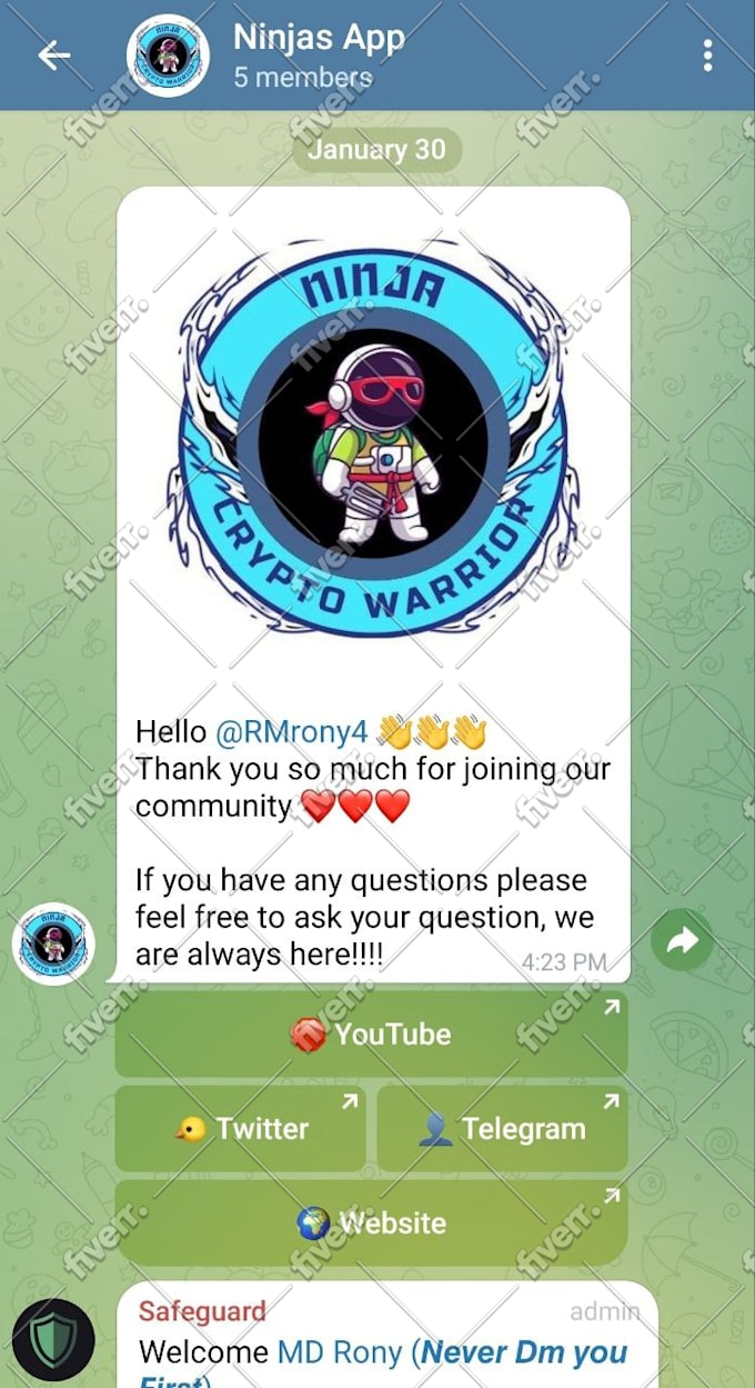 Create your telegram group and setup professional bot for your crypto group  by Mhrony4 | Fiverr