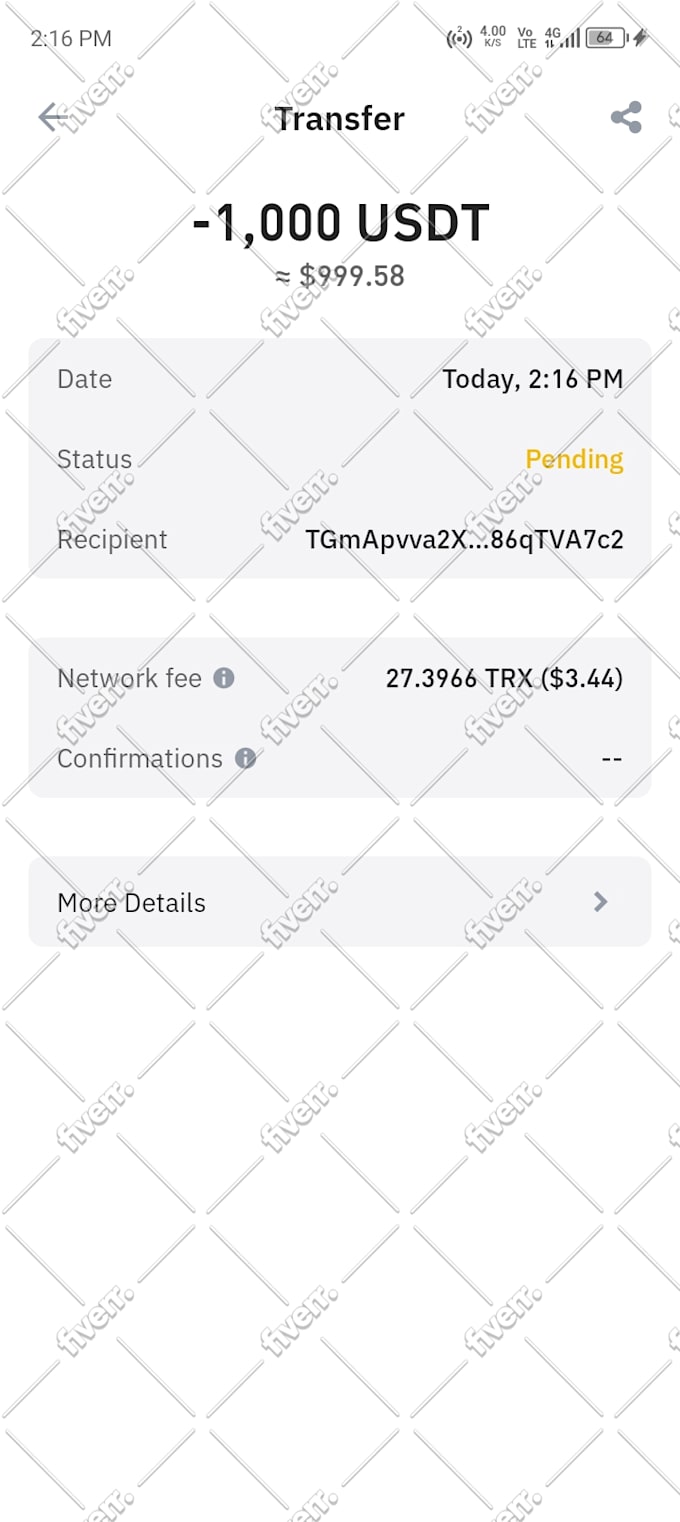 Transferable flsher btc usdt successful with fast confirmation by ...