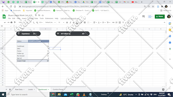 do google sheets, scripting, formulas, dashboards fast