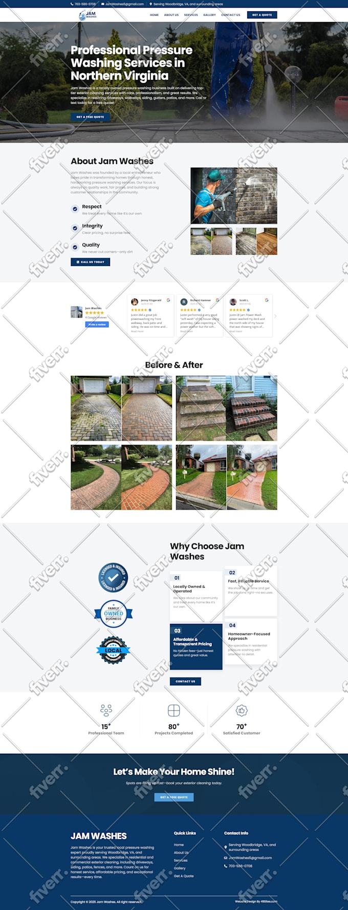 create pressure washing or cleaning company website