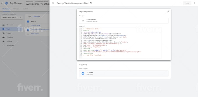 fix or set up facebook pixel, google analytics, and tag manager