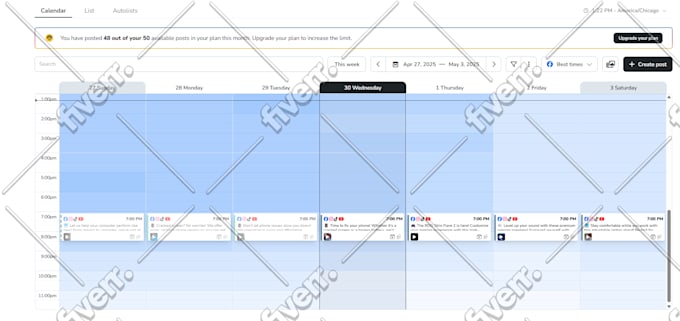 schedule your post via hootsuite and metricool