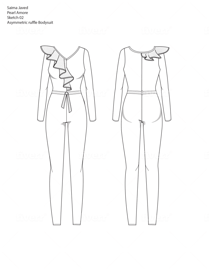 Asymmetric Ruffle Bodysuit