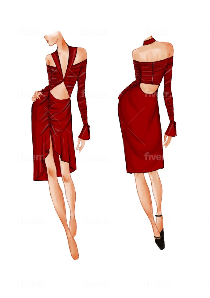 Fashion Flat Sketch Dresses Stock Illustrations – 552 Fashion Flat