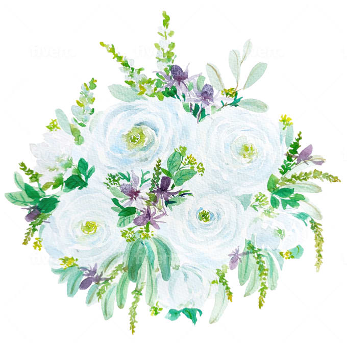 Design a loose watercolor floral bouquet by Hopeapucay