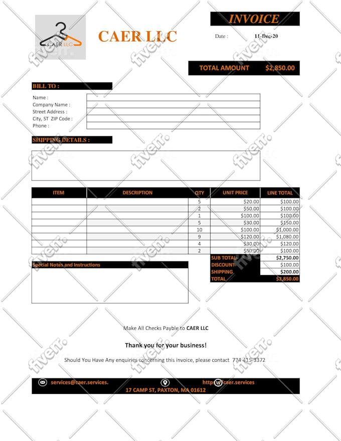 Design ms excel auto calculation invoice by Laky233 | Fiverr