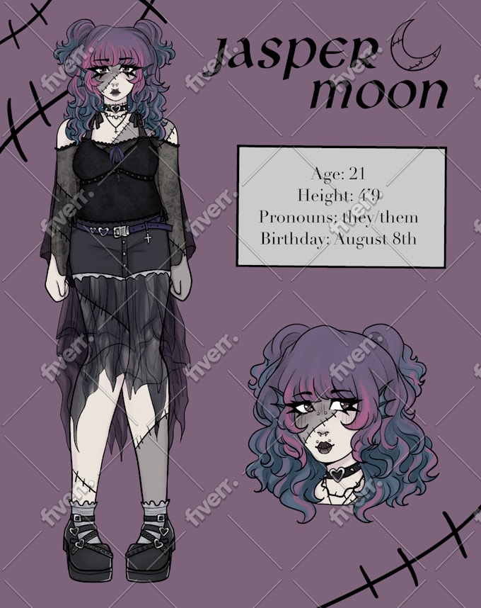 Draw a personalized oc reference sheet by Crimsonkitkat | Fiverr