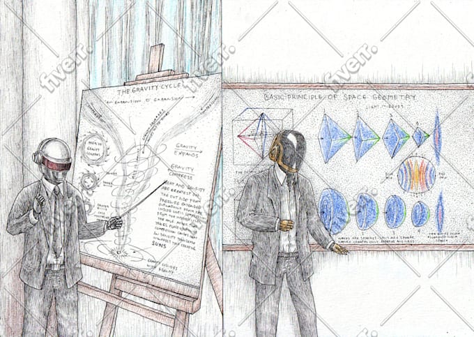 Draw awesome scifi fantasy drawing by pen ink by Ipandygital Fiverr