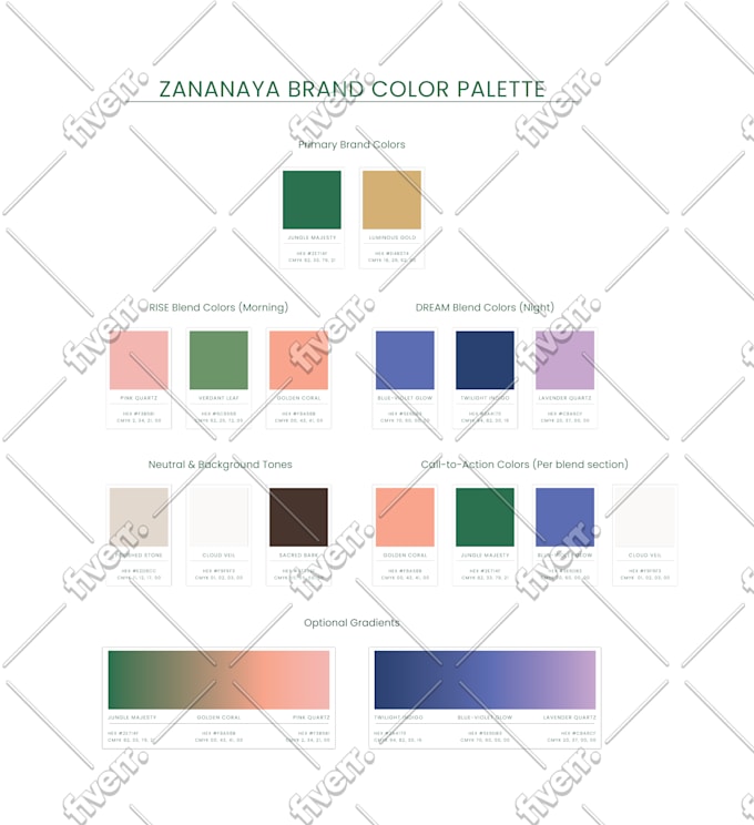 Create the color palette, color scheme, mood board for your brand